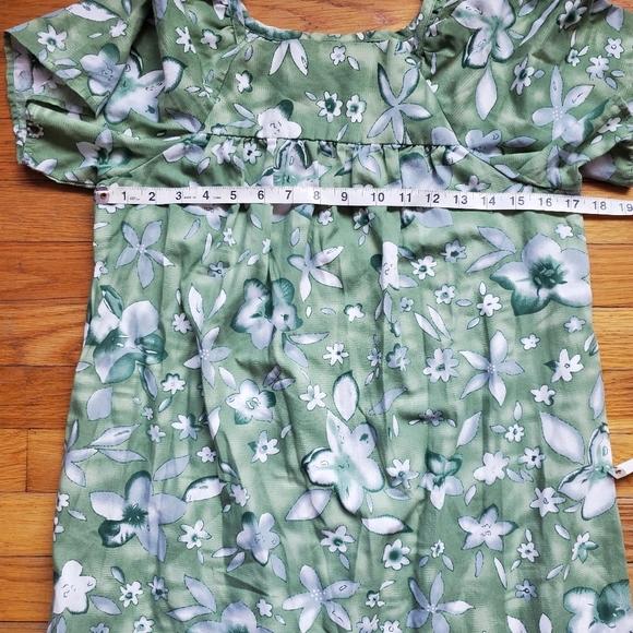 Haband Floral Green Dress with Ruffle Hem Size Small Vtg - Picture 2 of 9